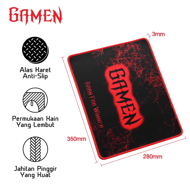 Gamen Mousepad Gaming MP02 Anti-slip with Soft Surface Black